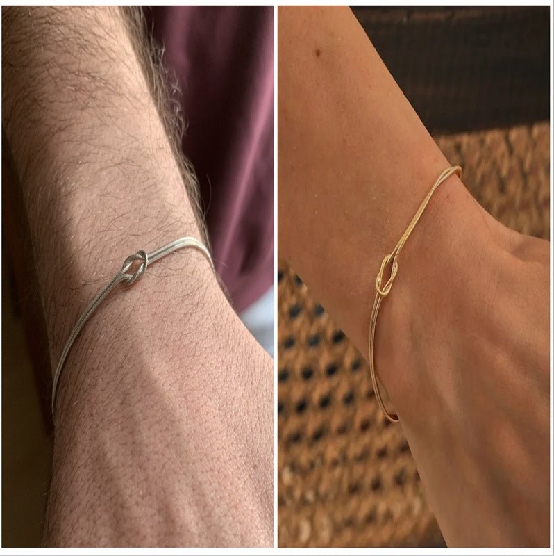 Stainless Steel Valentine's Day Knot Snake Chain Necklace Hand Knotted Bracelet - merch gone viral.
