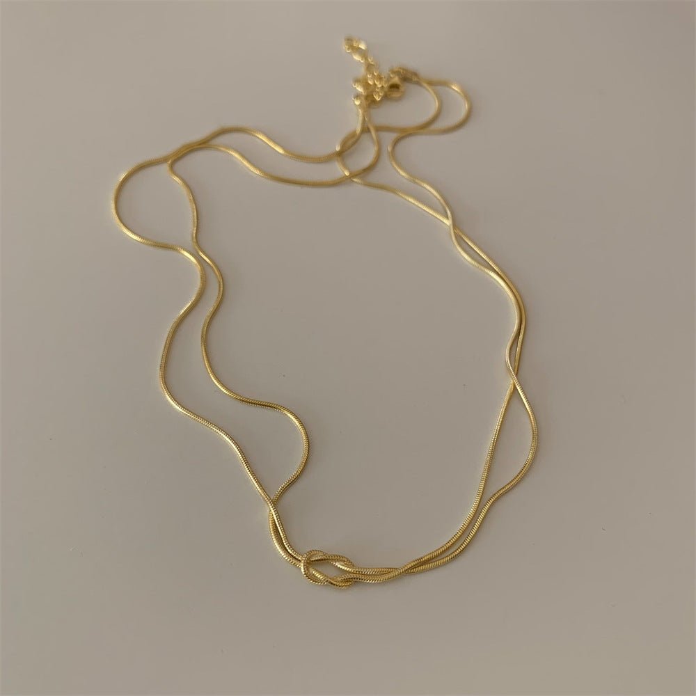 Stainless Steel Valentine's Day Knot Snake Chain Necklace Hand Knotted Bracelet - merch gone viral.