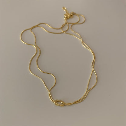 Stainless Steel Valentine's Day Knot Snake Chain Necklace Hand Knotted Bracelet - merch gone viral.