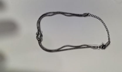 Stainless Steel Valentine's Day Knot Snake Chain Necklace Hand Knotted Bracelet - merch gone viral.