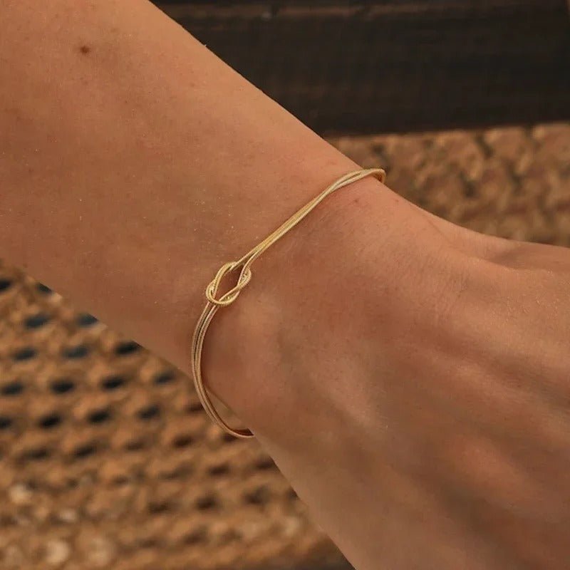 Stainless Steel Valentine's Day Knot Snake Chain Necklace Hand Knotted Bracelet - merch gone viral.