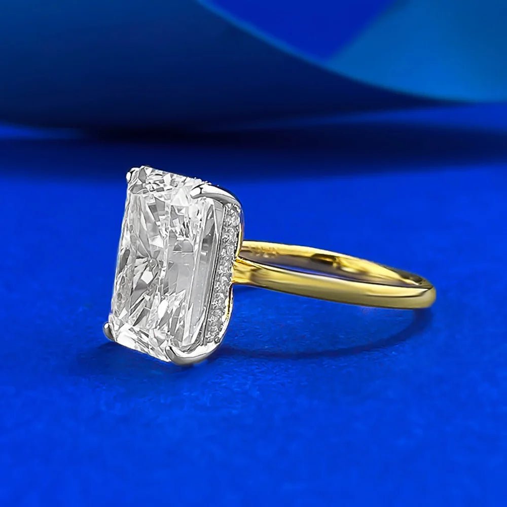 Stunning 18K Gold Plated 925 Silver Ring With 9x13mm Zircon Centerpiece Lab Diamond Look For Women - merch gone viral.