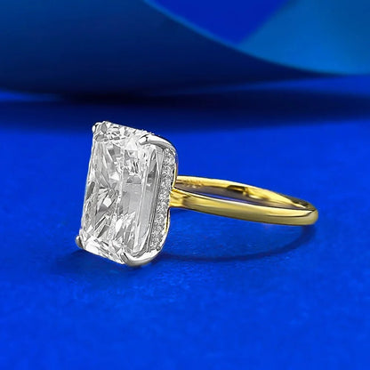 Stunning 18K Gold Plated 925 Silver Ring With 9x13mm Zircon Centerpiece Lab Diamond Look For Women - merch gone viral.