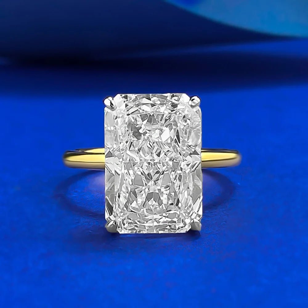 Stunning 18K Gold Plated 925 Silver Ring With 9x13mm Zircon Centerpiece Lab Diamond Look For Women - merch gone viral.