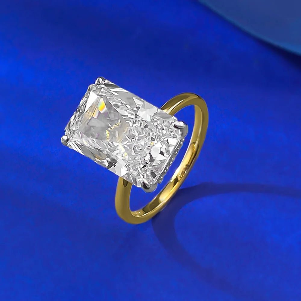 Stunning 18K Gold Plated 925 Silver Ring With 9x13mm Zircon Centerpiece Lab Diamond Look For Women - merch gone viral.