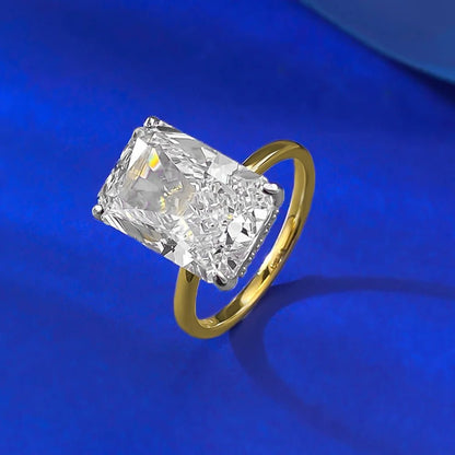 Stunning 18K Gold Plated 925 Silver Ring With 9x13mm Zircon Centerpiece Lab Diamond Look For Women - merch gone viral.