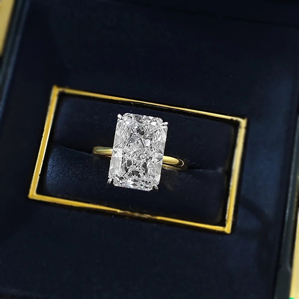 Stunning 18K Gold Plated 925 Silver Ring With 9x13mm Zircon Centerpiece Lab Diamond Look For Women - merch gone viral.