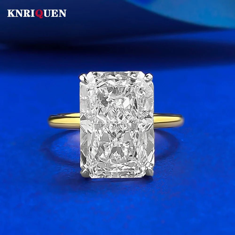 Stunning 18K Gold Plated 925 Silver Ring With 9x13mm Zircon Centerpiece Lab Diamond Look For Women - merch gone viral.
