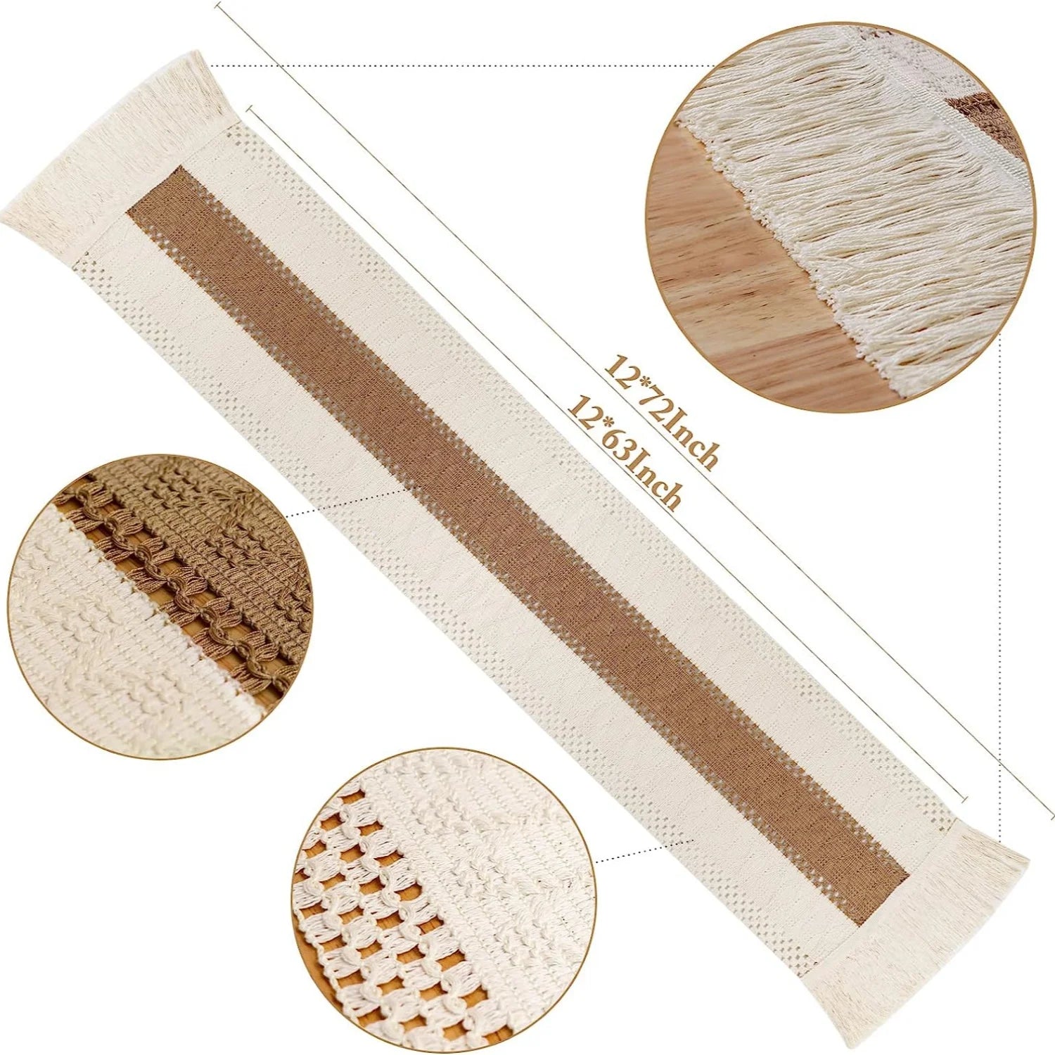 Table Runner, Natural Burlap Boho Table Runner Modern Farmhouse Decor Rustic Woven Cotton Crochet Lace for Tabletop Decoration - merch gone viral.