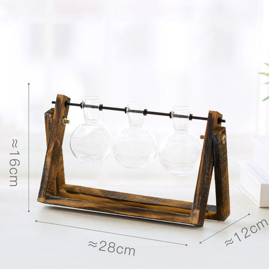 Transparent Wood Frame Glass Planter For Hydroponic Plants - Merch Gone Viral
