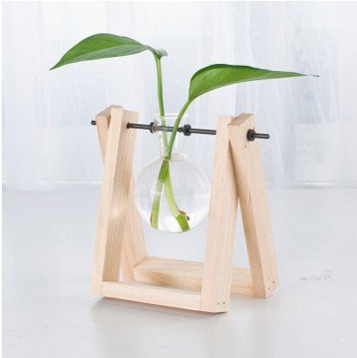 Transparent Wood Frame Glass Planter For Hydroponic Plants - Merch Gone Viral