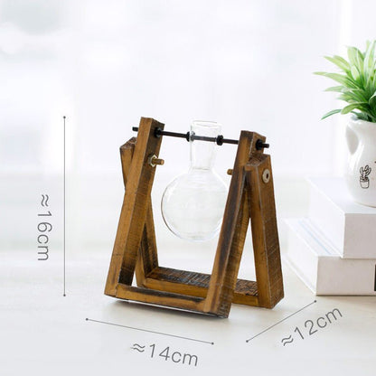 Transparent Wood Frame Glass Planter For Hydroponic Plants - Merch Gone Viral