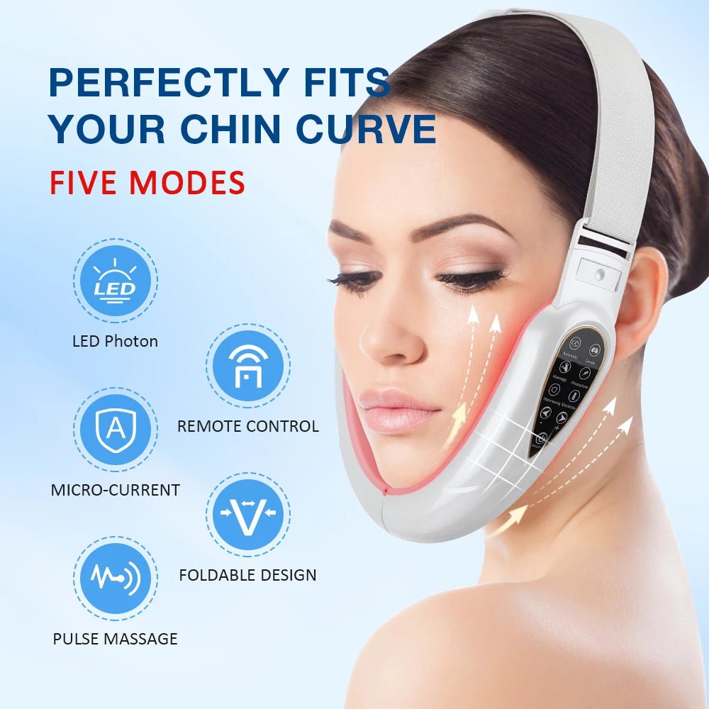 V - Shape Facial Lifting Anti - Aging Device With 7 LED Lights Photon Therapy Limited Edition Luxury - merch gone viral.