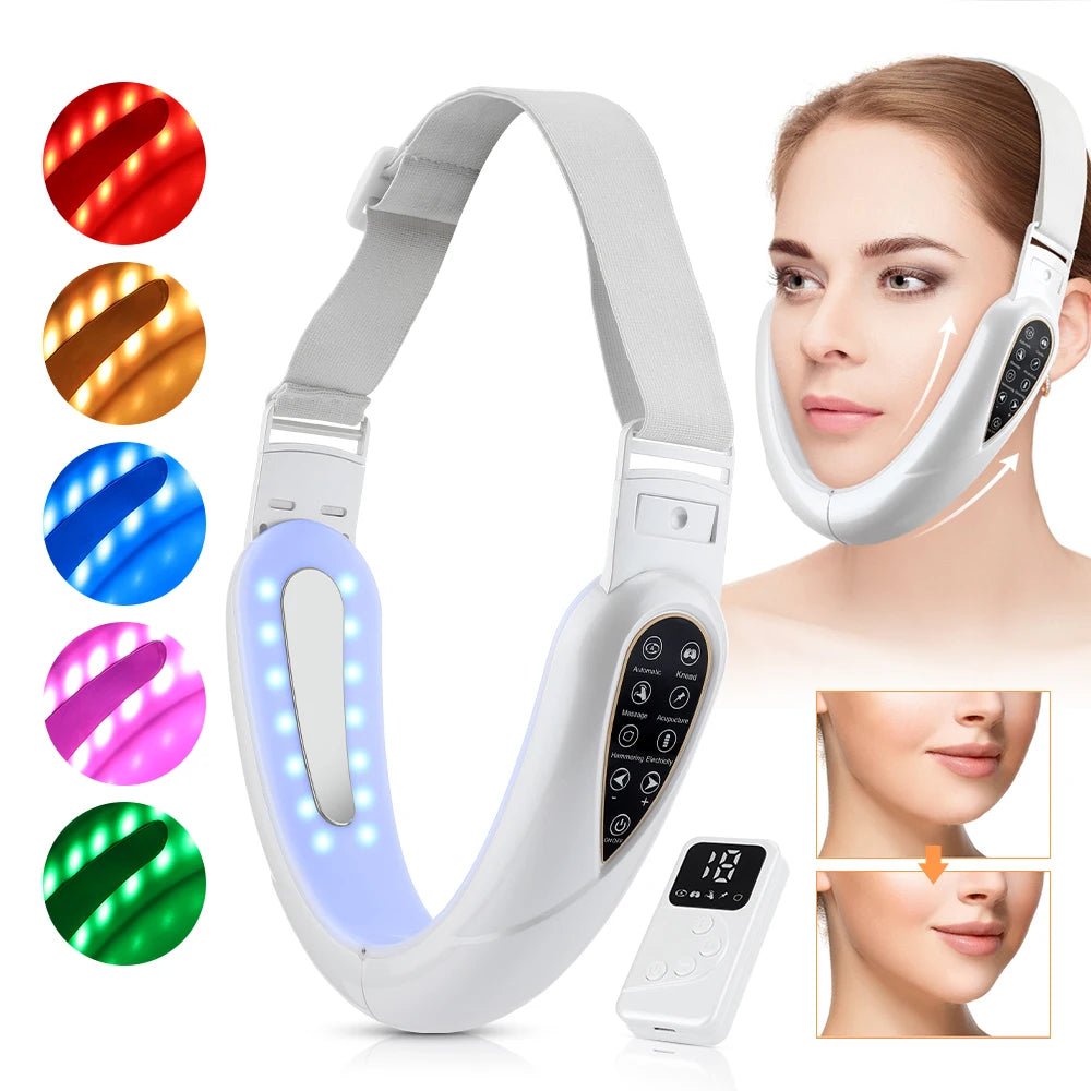 V - Shape Facial Lifting Anti - Aging Device With 7 LED Lights Photon Therapy Limited Edition Luxury - merch gone viral.
