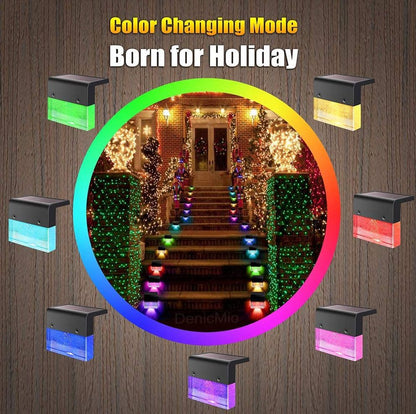 Waterproof RGB LED Solar Step Fence Light For Outdoor Use - Merch Gone Viral