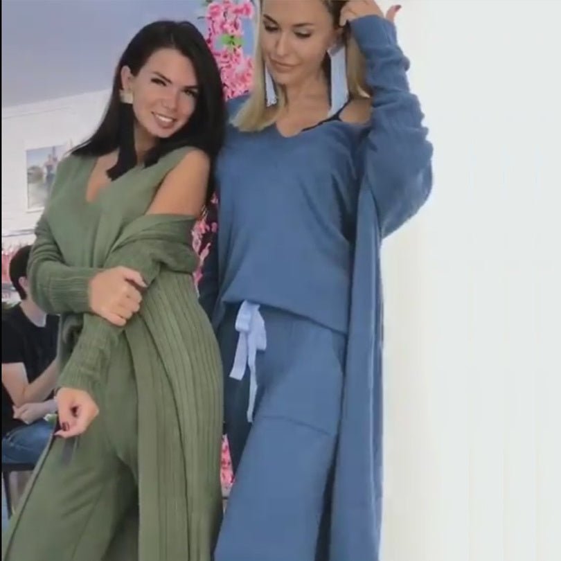 women fashion suits knitted three - piece suit - merch gone viral.