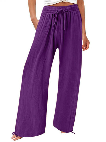 Women's Beach Pants Loose Wide Leg Drawstring Pants - Merch Gone Viral