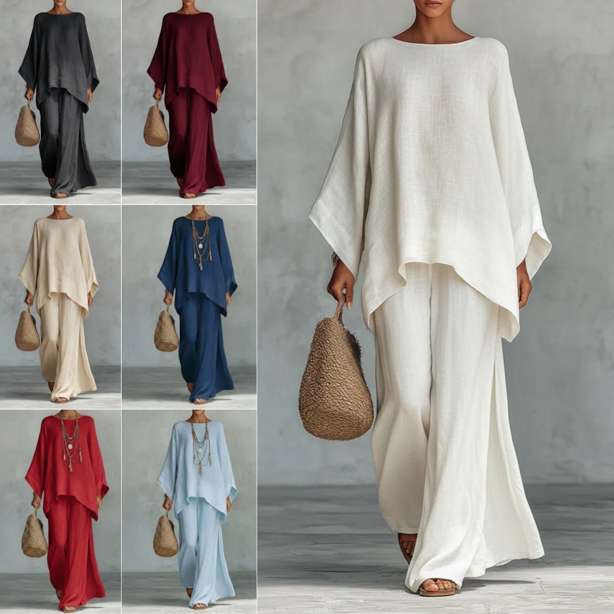 Women’s Casual 2-Piece Set Long Sleeve Top Wide-Leg Pants Daily Wear - Merch Gone Viral