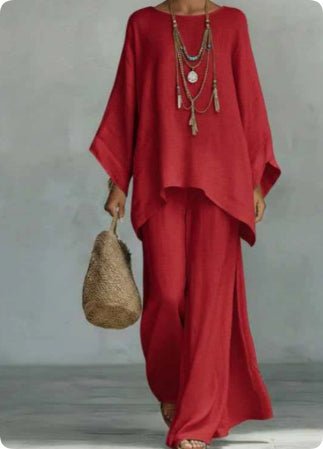 Women’s Casual 2-Piece Set Long Sleeve Top Wide-Leg Pants Daily Wear - Merch Gone Viral