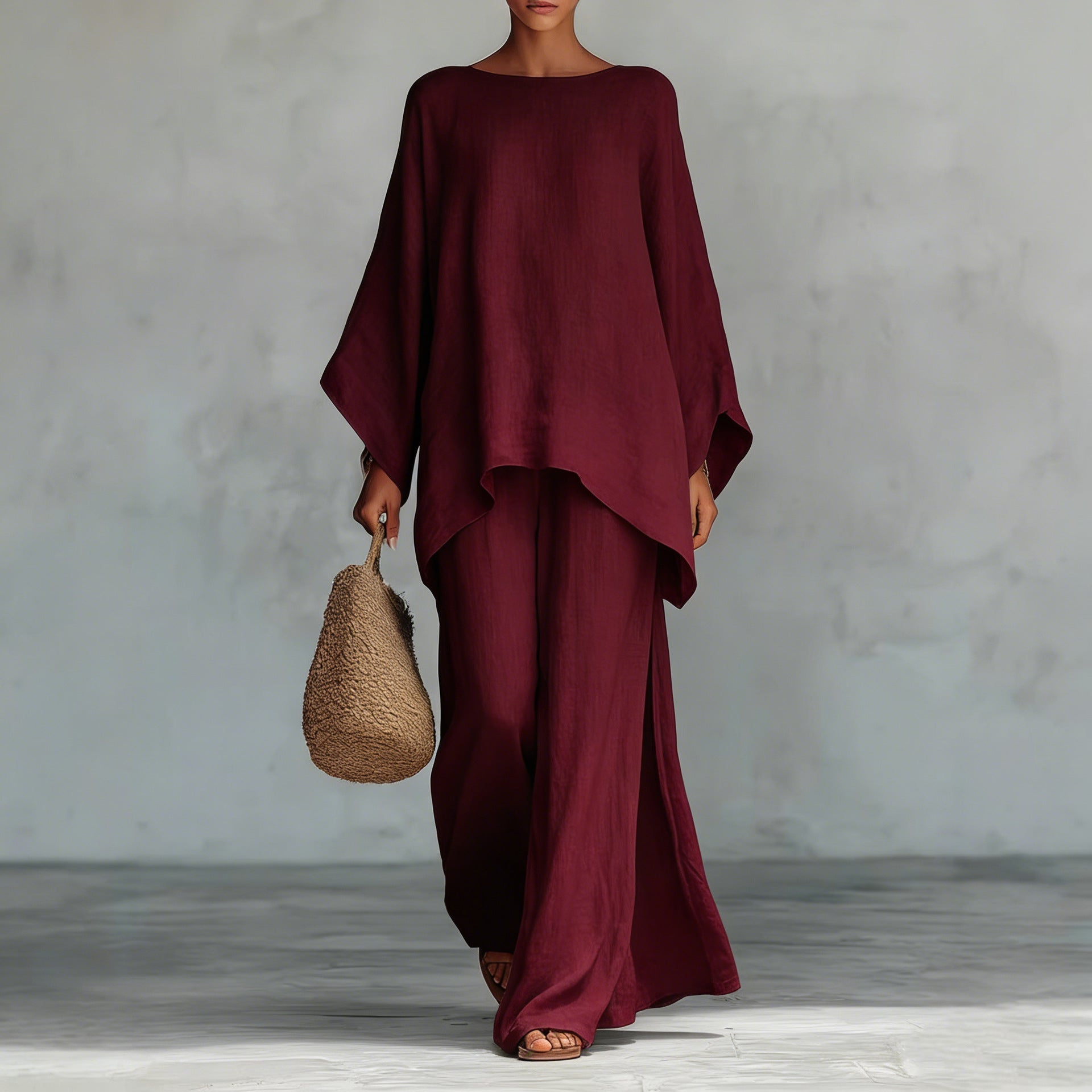 Women’s Casual 2-Piece Set Long Sleeve Top Wide-Leg Pants Daily Wear - Merch Gone Viral