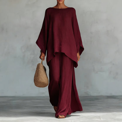 Women’s Casual 2-Piece Set Long Sleeve Top Wide-Leg Pants Daily Wear - Merch Gone Viral