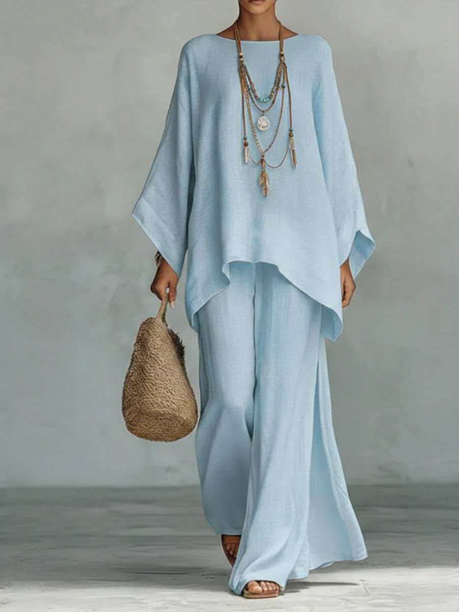 Women’s Casual 2-Piece Set Long Sleeve Top Wide-Leg Pants Daily Wear - Merch Gone Viral