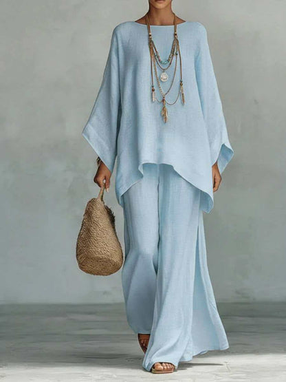 Women’s Casual 2-Piece Set Long Sleeve Top Wide-Leg Pants Daily Wear - Merch Gone Viral
