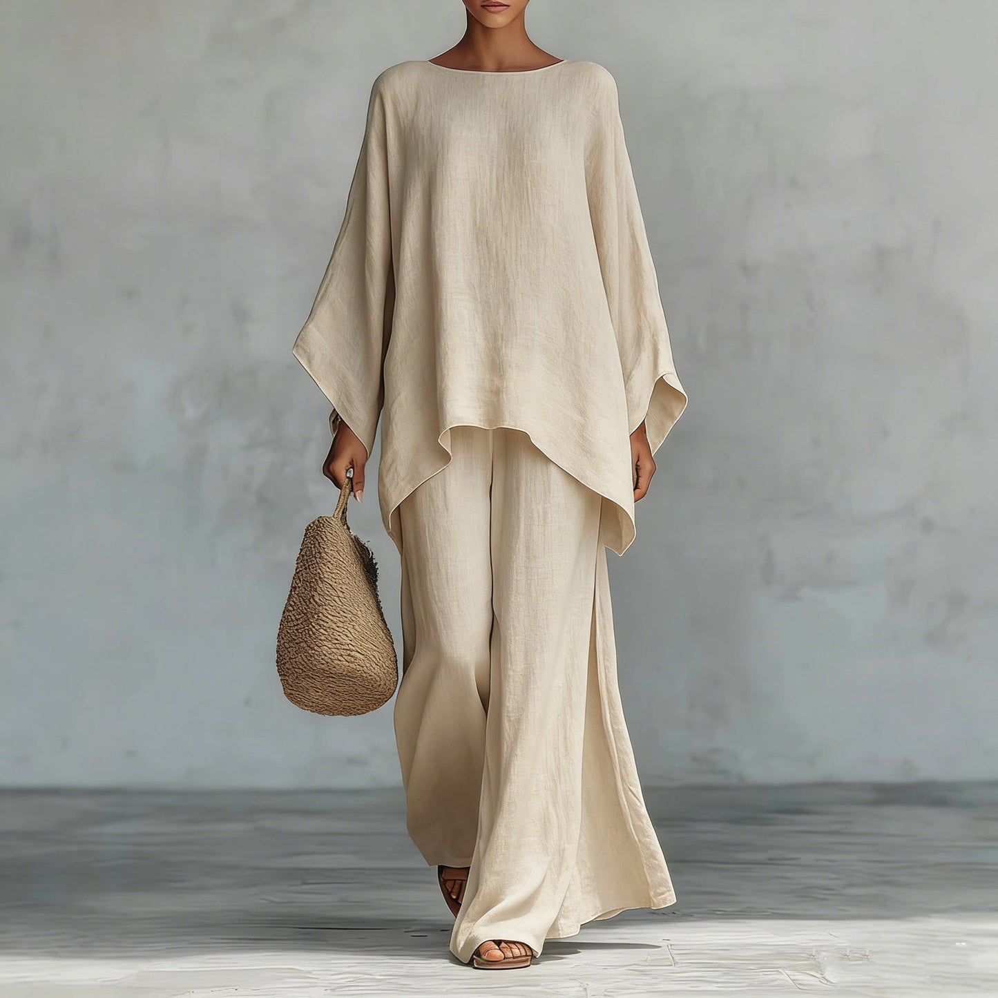 Women’s Casual 2-Piece Set Long Sleeve Top Wide-Leg Pants Daily Wear - Merch Gone Viral