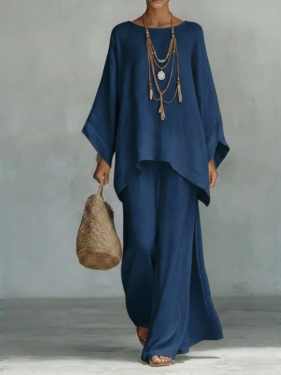 Women’s Casual 2-Piece Set Long Sleeve Top Wide-Leg Pants Daily Wear - Merch Gone Viral