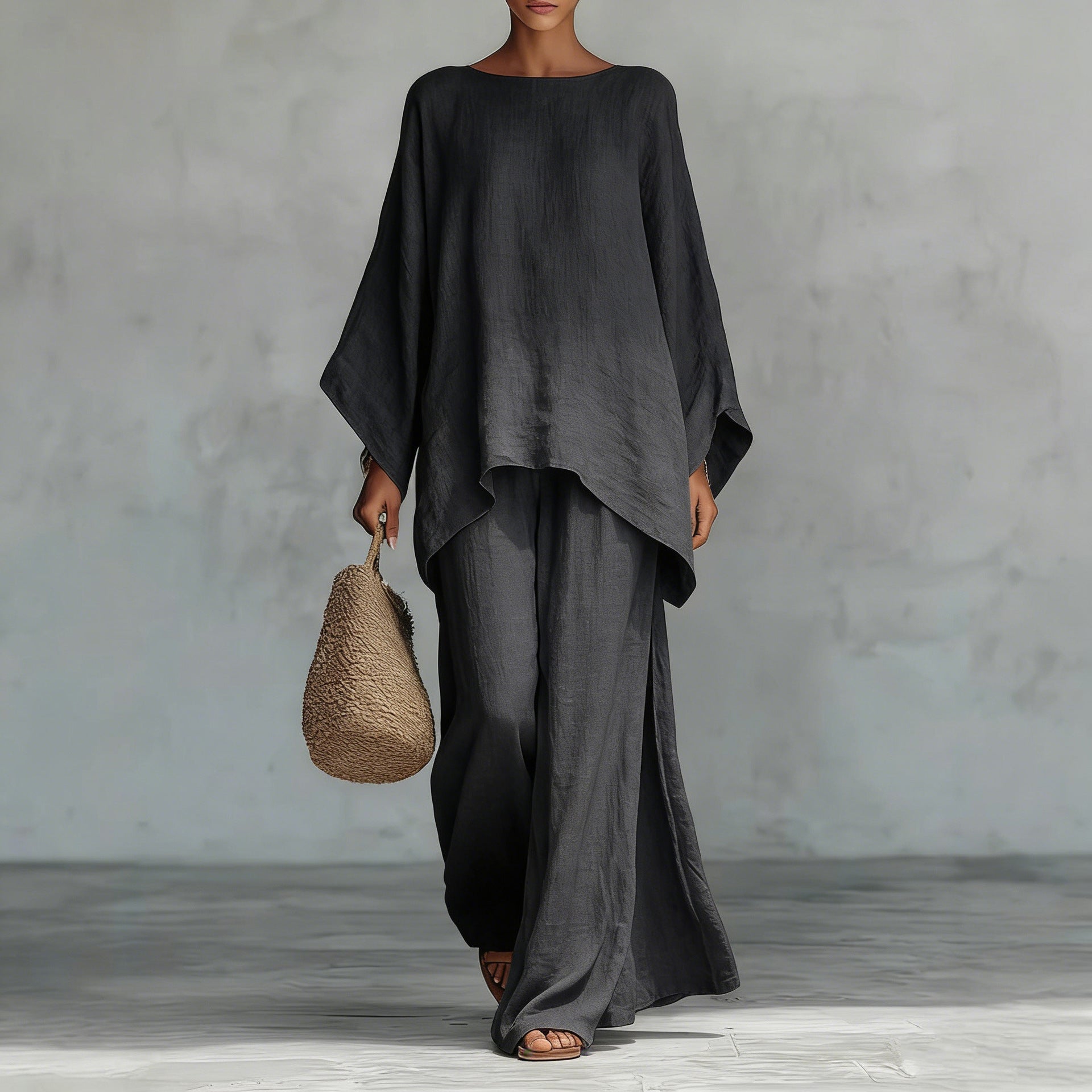 Women’s Casual 2-Piece Set Long Sleeve Top Wide-Leg Pants Daily Wear - Merch Gone Viral