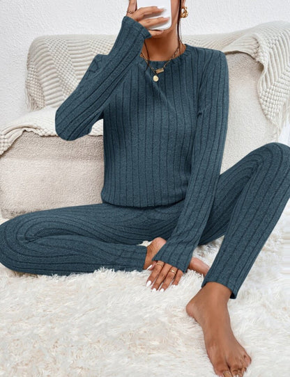 Women’s Cotton Round-Neck Shirt and Elastic Waist Trousers Set - Merch Gone Viral