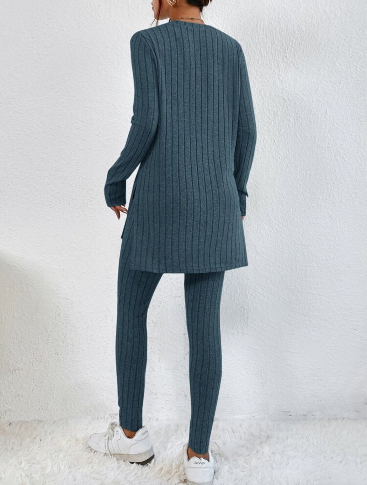 Women’s Cotton Round-Neck Shirt and Elastic Waist Trousers Set - Merch Gone Viral