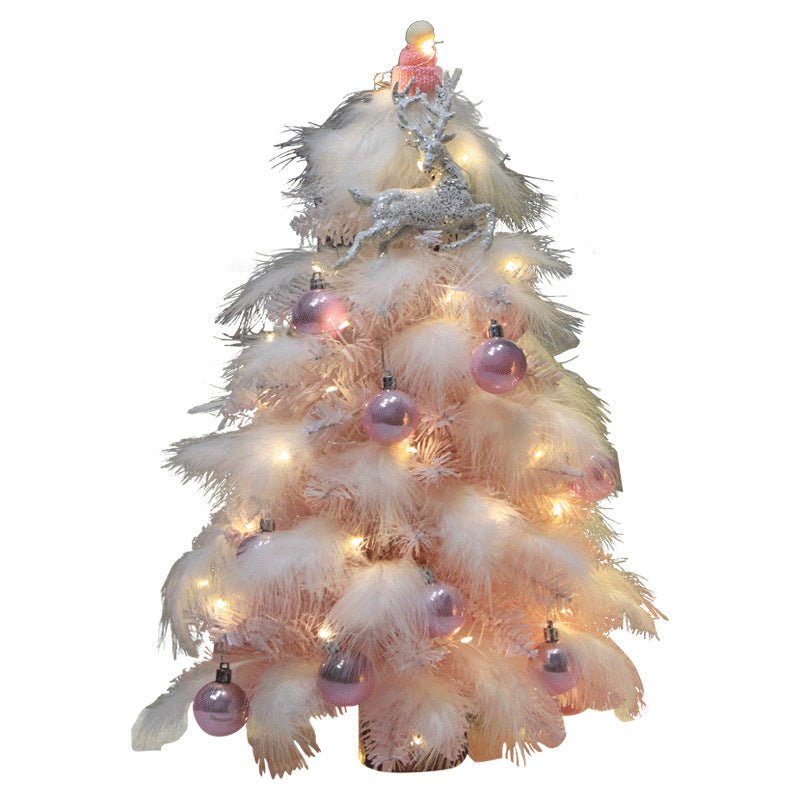 Women's Desktop Pink Feather Christmas Tree With Soft Warm Led And Premium PVC Wood LED Ornament - Merch Gone Viral