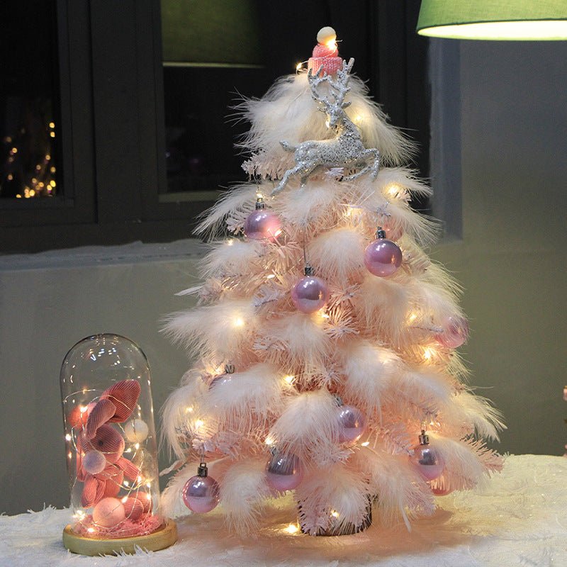 Women's Desktop Pink Feather Christmas Tree With Soft Warm Led And Premium PVC Wood LED Ornament - Merch Gone Viral