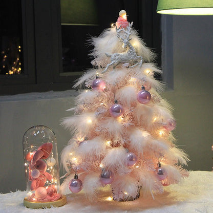 Women's Desktop Pink Feather Christmas Tree With Soft Warm Led And Premium PVC Wood LED Ornament - Merch Gone Viral