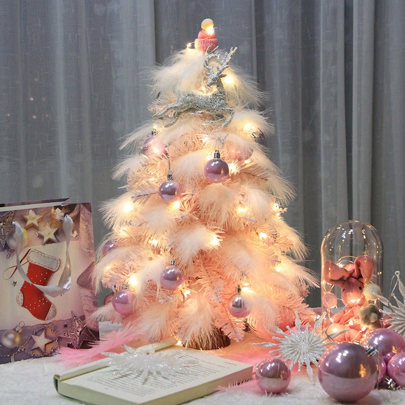 Women's Desktop Pink Feather Christmas Tree With Soft Warm Led And Premium PVC Wood LED Ornament - Merch Gone Viral