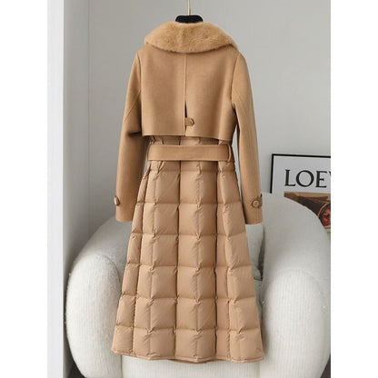 Women’s Imitation Mink Collar Wool Blend Jacket For Commute - Merch Gone Viral