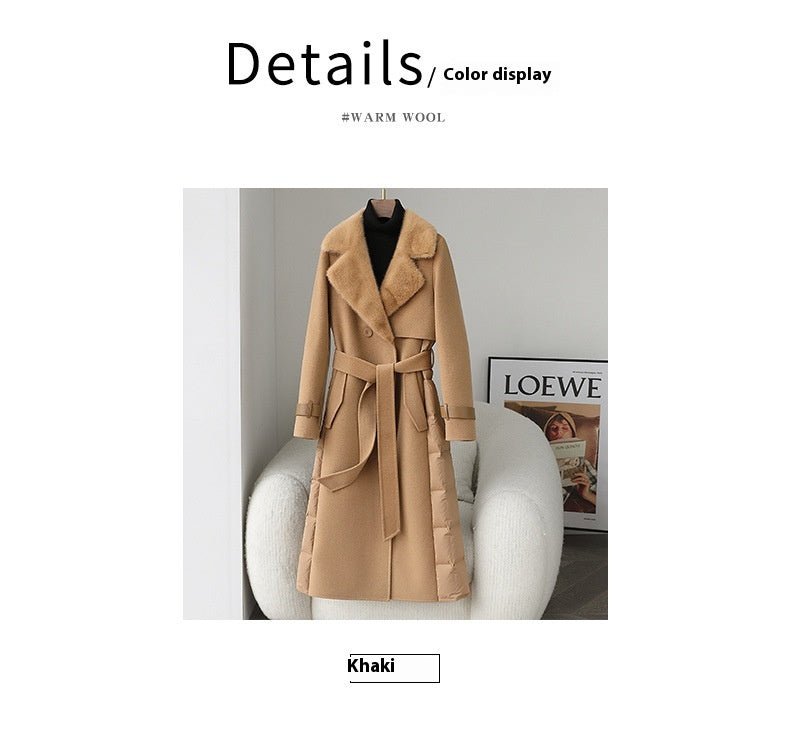 Women’s Imitation Mink Collar Wool Blend Jacket For Commute - Merch Gone Viral