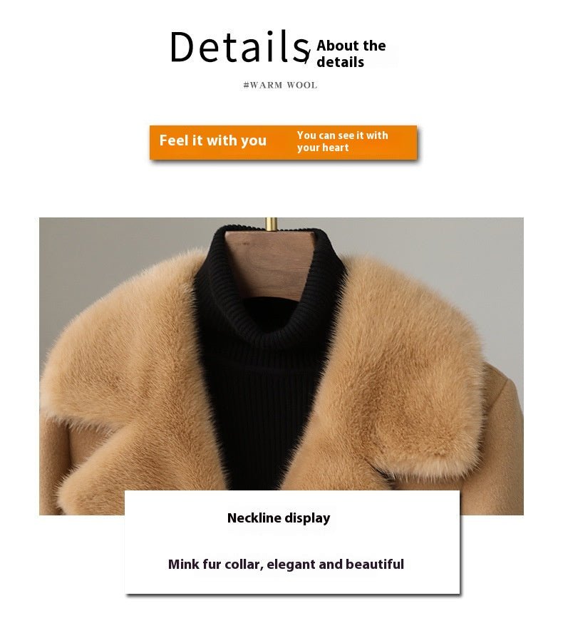 Women’s Imitation Mink Collar Wool Blend Jacket For Commute - Merch Gone Viral