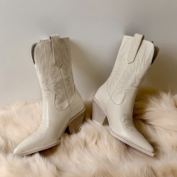 Women’s Leather Knight Boots Vintage Mid Calf Shaft Everyday - Merch Gone Viral