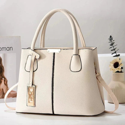Structured leather tote, front view