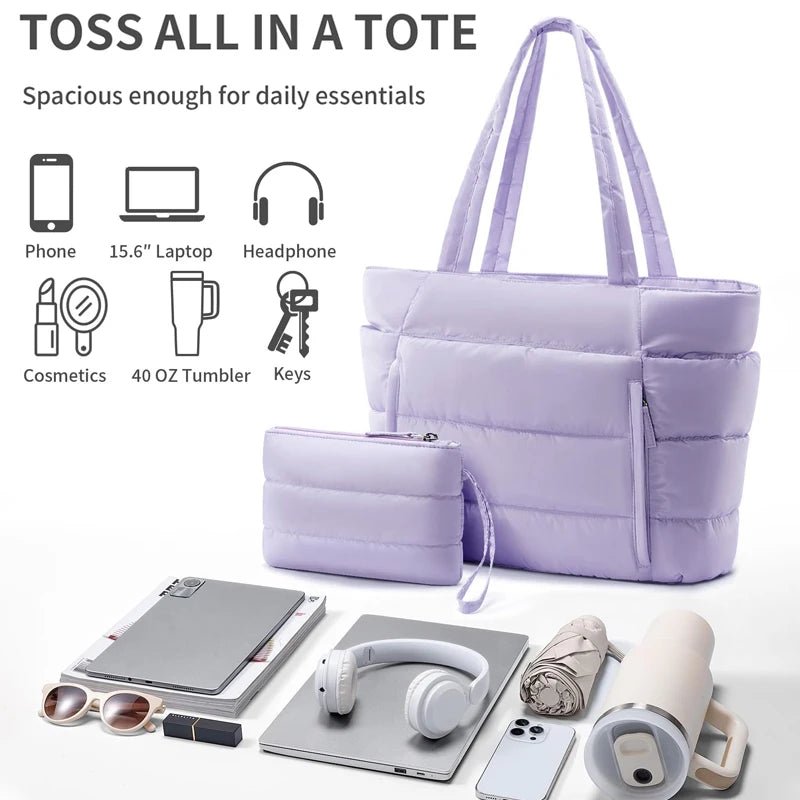 Women’s Lightweight Puffy Polyester Tote for Travel and Work - Merch Gone Viral