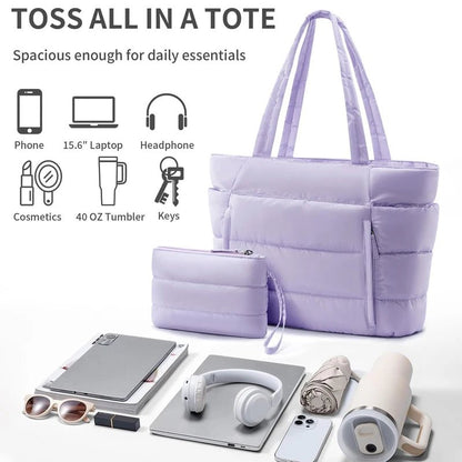 Women’s Lightweight Puffy Polyester Tote for Travel and Work - Merch Gone Viral