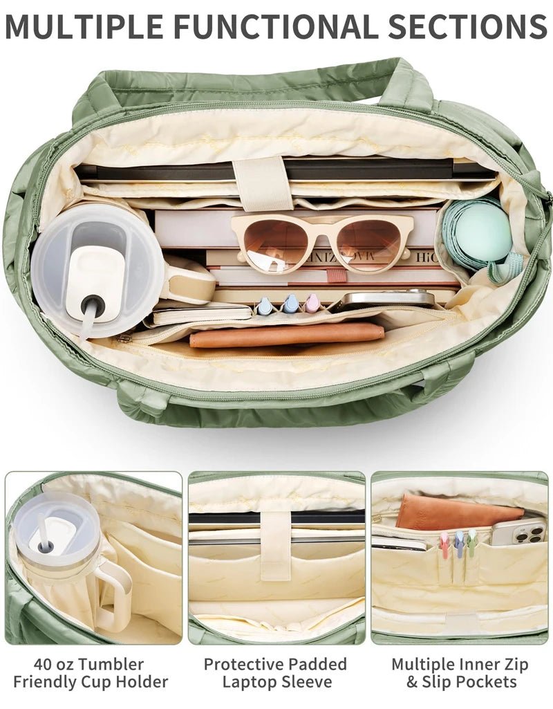 Women’s Lightweight Puffy Polyester Tote for Travel and Work - Merch Gone Viral