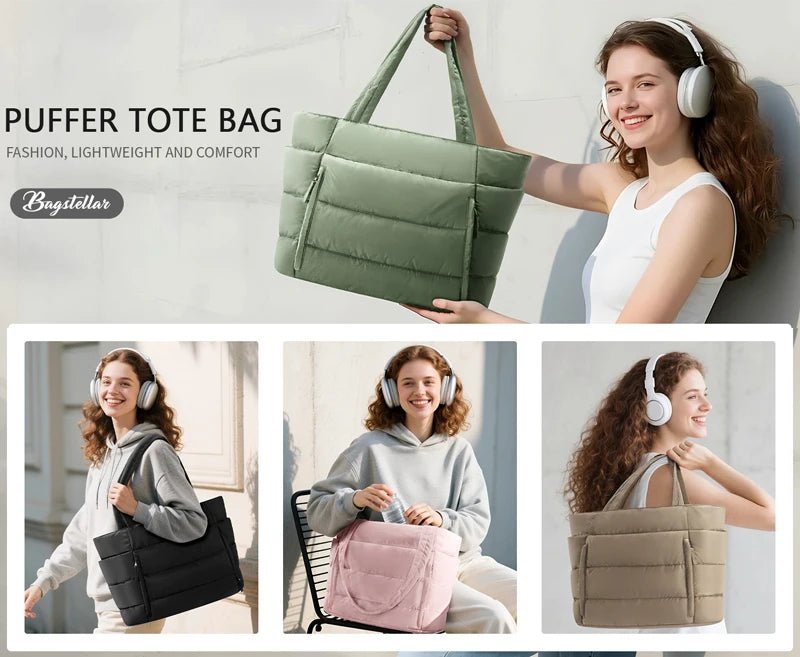 Women’s Lightweight Puffy Polyester Tote for Travel and Work - Merch Gone Viral