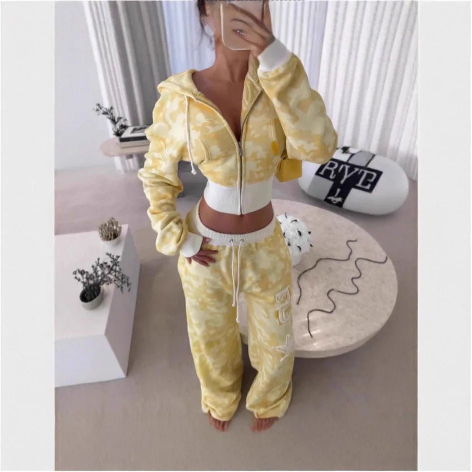 Women’s Pink Y2K Letter Pattern Zipper Sports Set Two Piece Loose Pants - Merch Gone Viral