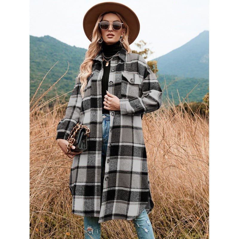 Women’s Polyester Coat with Side Slit Lapel, Slim Fit for Commuting - Merch Gone Viral