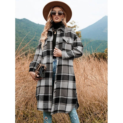 Women’s Polyester Coat with Side Slit Lapel, Slim Fit for Commuting - Merch Gone Viral