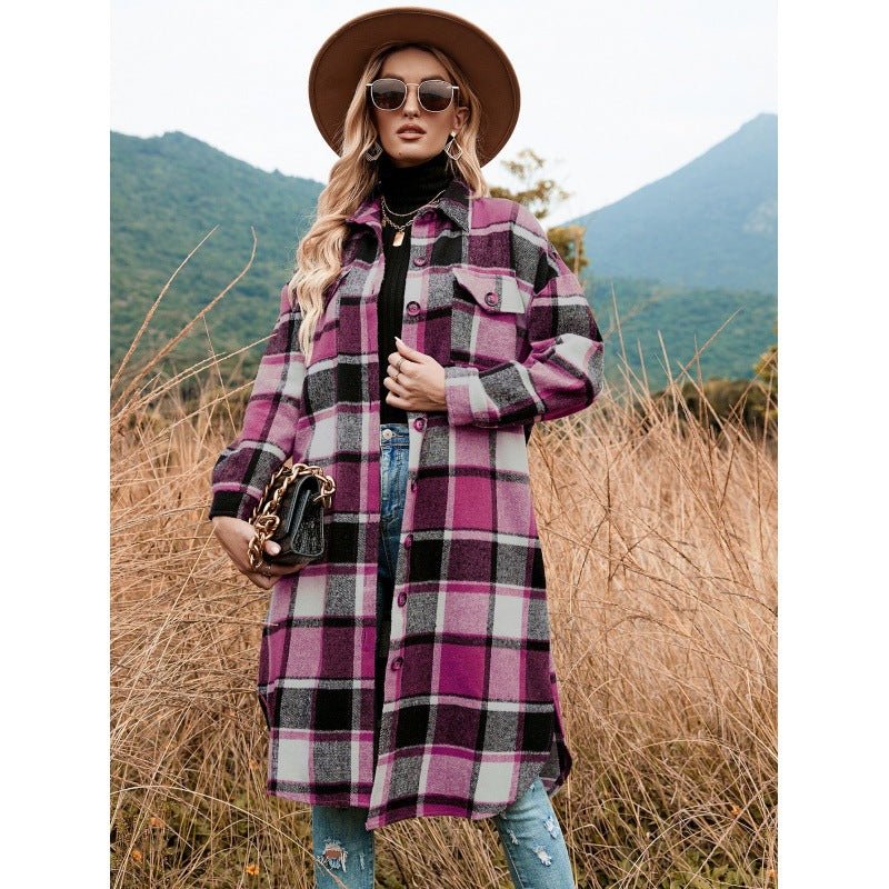 Women’s Polyester Coat with Side Slit Lapel, Slim Fit for Commuting - Merch Gone Viral