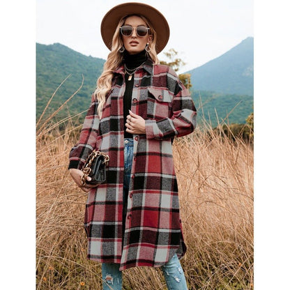 Women’s Polyester Coat with Side Slit Lapel, Slim Fit for Commuting - Merch Gone Viral